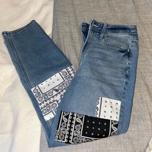 Hollister patchwork bandana mom jeans